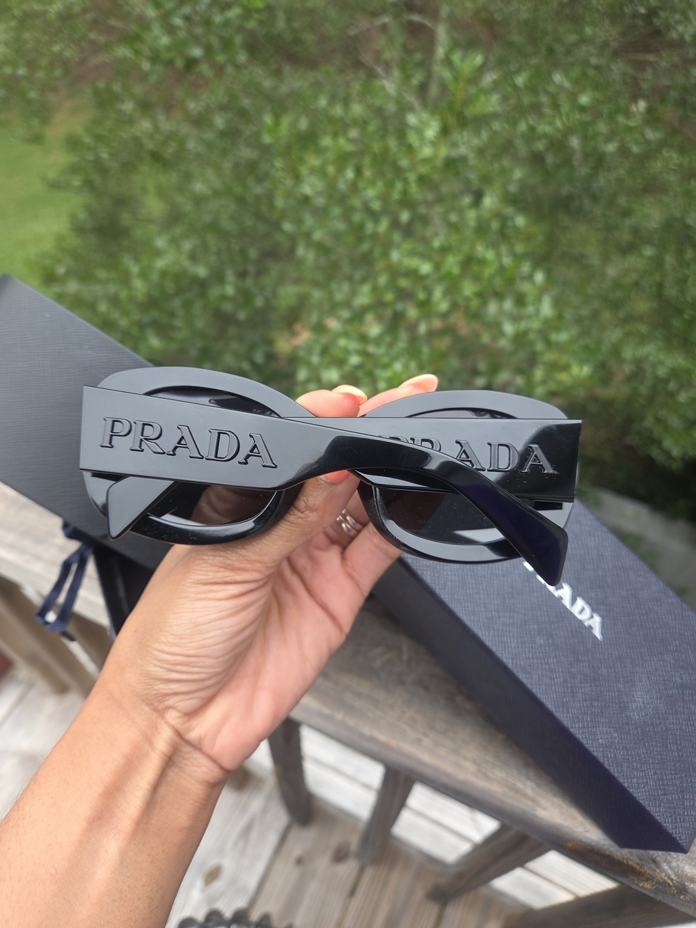Prada Black Logo Oversized Sunglasses - Prada